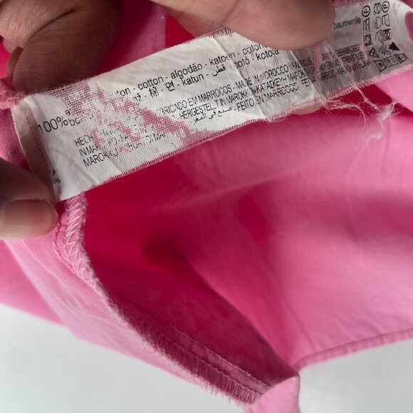Zara Women's Cotton Poplin Pink Long Sleeve Shirt Dress Barbiecore Plus Sz XL - Picture 10 of 12